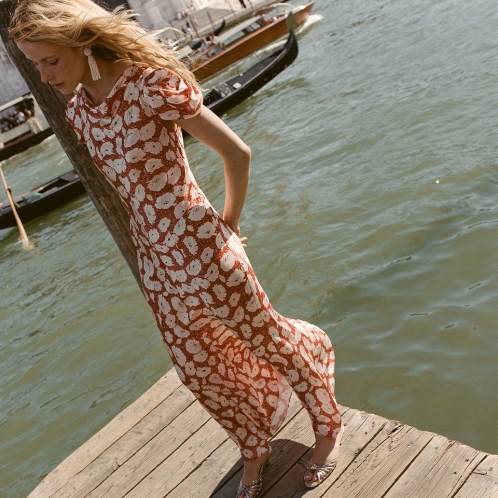 DOEN ALNA DRESS IN ROUGE FLEURS D'ANEMONE - Picture 1 of 13